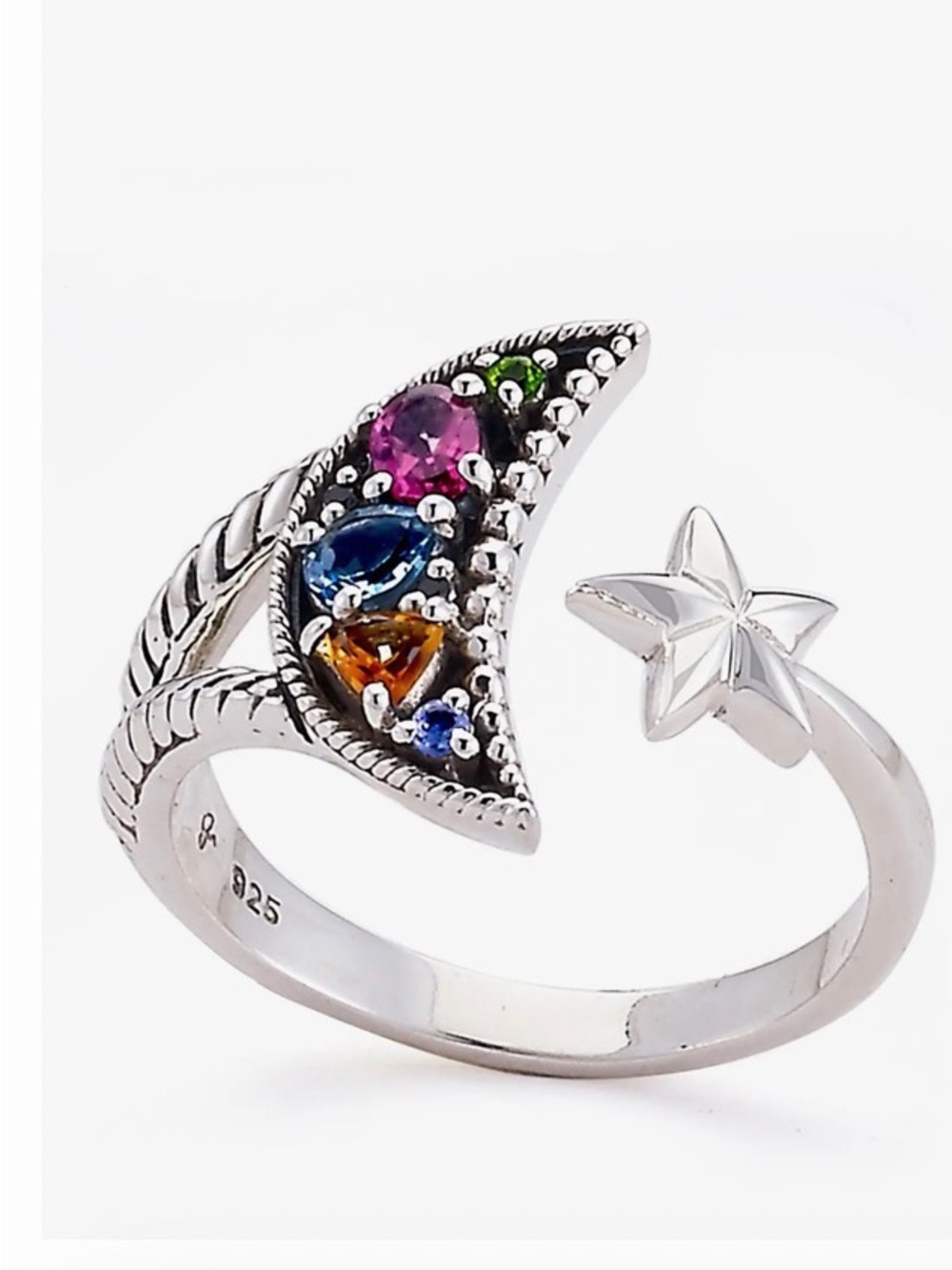 Beautiful moon 🌙 and star 💫 9.25 sterling silver ring size 8 Samuel B designer